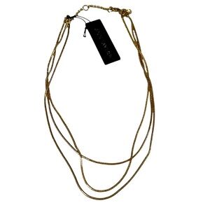 NWT Ann Taylor Three Layered Gold Snake Chain Necklace